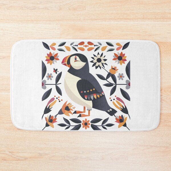 Item preview, Scandinavian Folk Art, Floral Puffin designed and sold by xiao xuans.