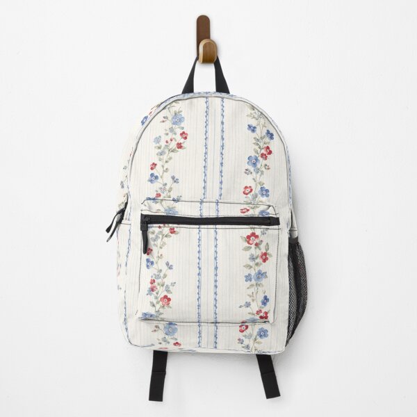Item preview, Vintage Blue Red Floral Stripe Pattern designed and sold by Ioanna-Studio.