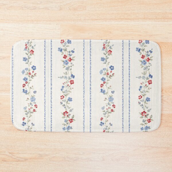 Item preview, Vintage Blue Red Floral Stripe Pattern designed and sold by Ioanna-Studio.