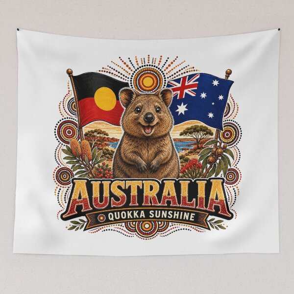 Item preview, Australia Heritage – Aboriginal-Inspired Map and Flags designed and sold by Holiday-Hunter.