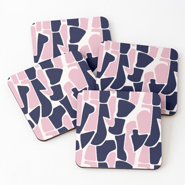 Item preview, Blush Pink Abstract Geometric Pattern | Modern Navy Organic Shapes designed and sold by imaniko.