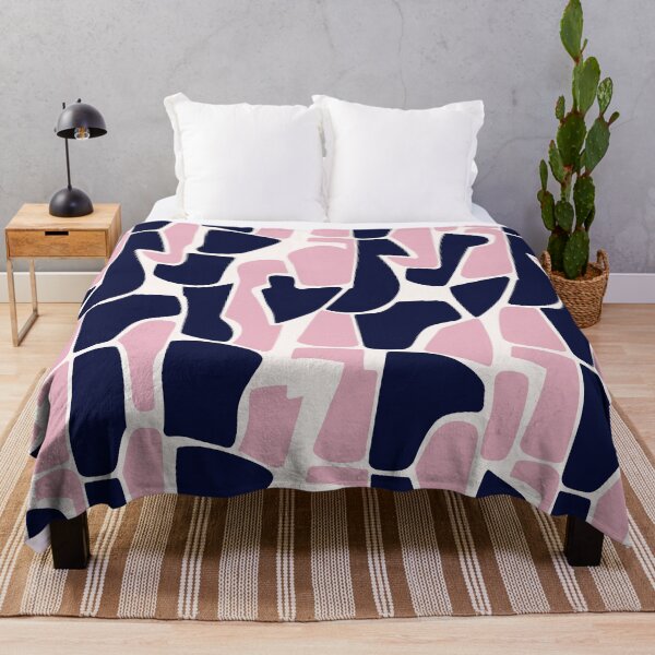 Item preview, Blush Pink Abstract Geometric Pattern | Modern Navy Organic Shapes designed and sold by imaniko.