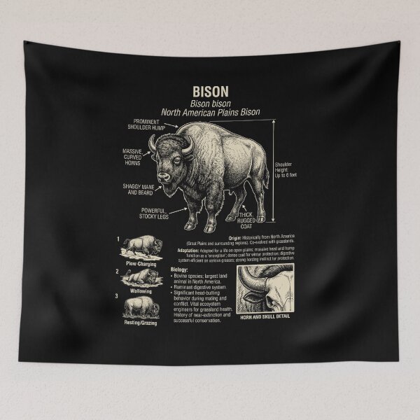 Aperçu de l'œuvre Bison, anatomie scientifique, biologie, amoureux des animaux créée et vendue par Kimberley King Art King Art.