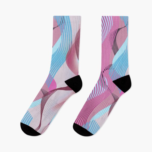 Item preview, Abstract Wavy Ribbon Pattern | Pink Blue Retro Futuristic Geometric Design designed and sold by imaniko.