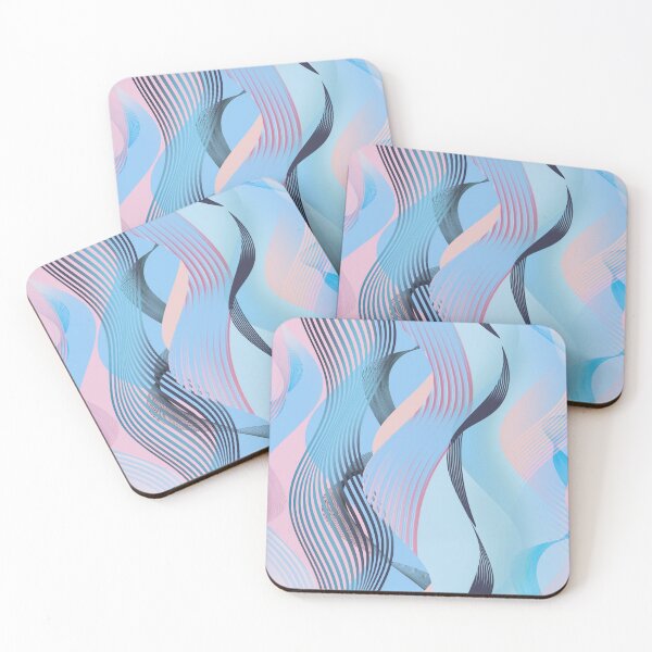 Item preview, Pastel Abstract Wave Pattern | Blue Pink Geometric Ribbon Design designed and sold by imaniko.