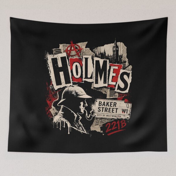 Item preview, Holmes Baker Street 221B Punk Rock Style Collage Art designed and sold by Fenay Designs.