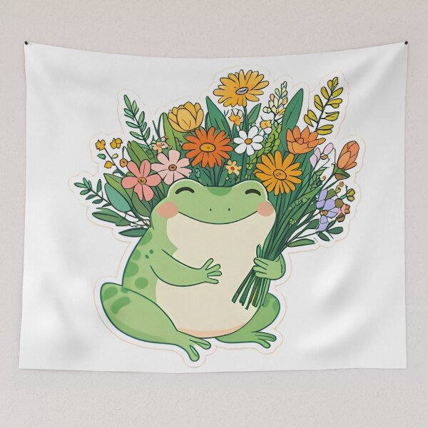 Item preview, Wildflower Frog — Cottagecore Boho Kawaii Sticker designed and sold by tommysworks.