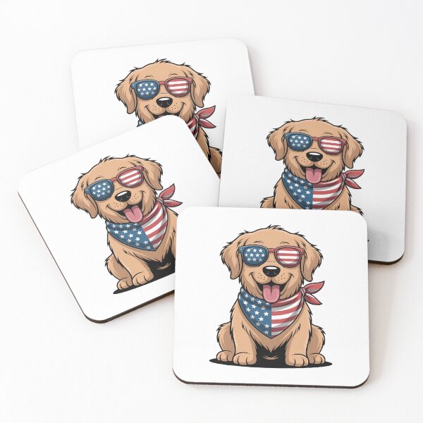 Item preview, Golden Retriever Puppy With American Flag Sunglasses designed and sold by Canvas-Whispers.