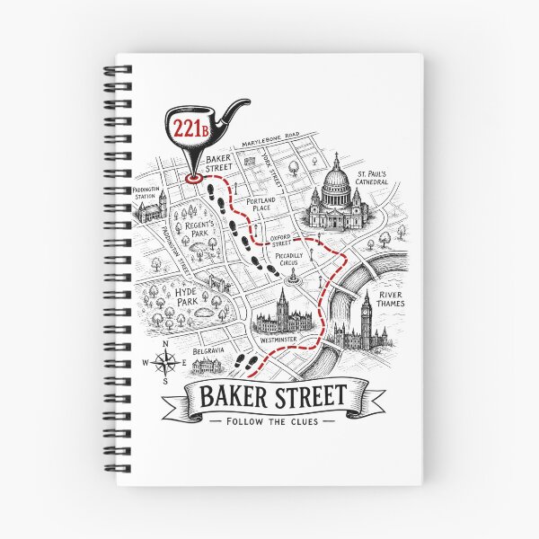 Item preview, Sherlock Holmes Baker Street Follow The Clues London Map Art designed and sold by Fenay Designs.