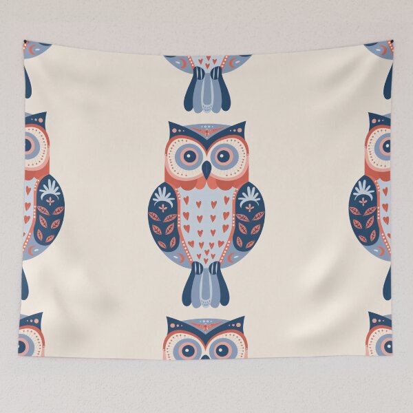 Item preview, Scandinavian Folk Art, Floral Owl designed and sold by xiao xuans.