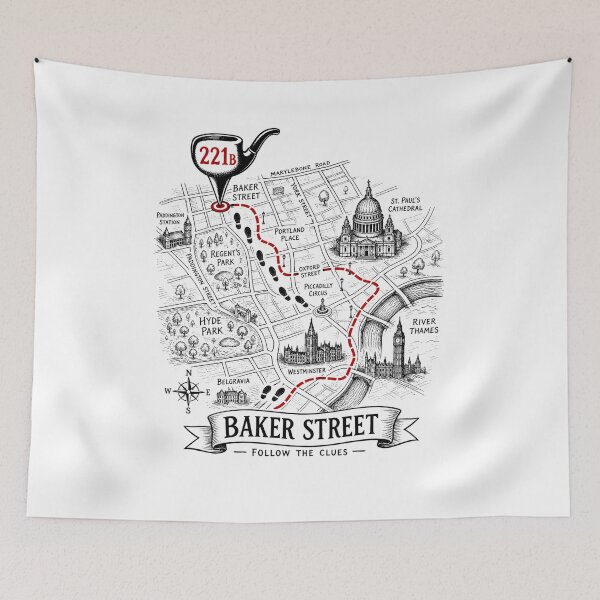 Item preview, Sherlock Holmes Baker Street Follow The Clues London Map Art designed and sold by Fenay Designs.
