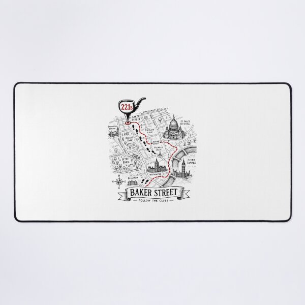 Item preview, Sherlock Holmes Baker Street Follow The Clues London Map Art designed and sold by Fenay Designs.