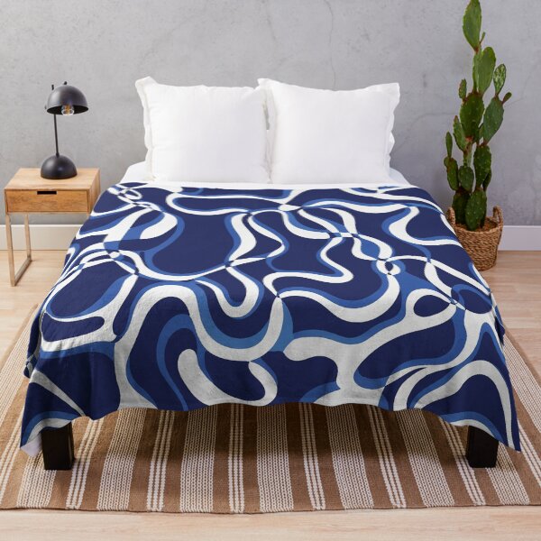 Item preview, Modern Organic Wave Pattern | Navy Blue Abstract Line Design designed and sold by imaniko.