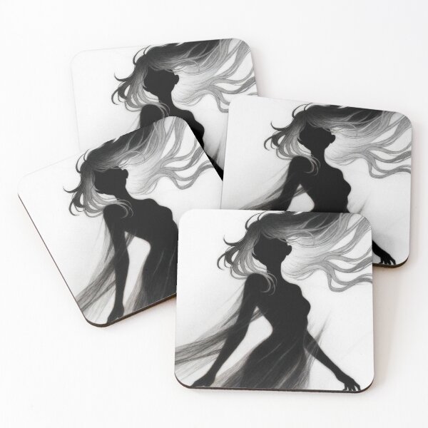 Item preview, Flowing Hair Silhouette, Woman in Black and White designed and sold by Amber Sky Creations.