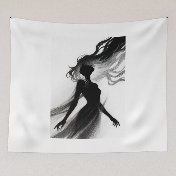 Item preview, Flowing Hair Silhouette, Woman in Black and White designed and sold by Amber Sky Creations.
