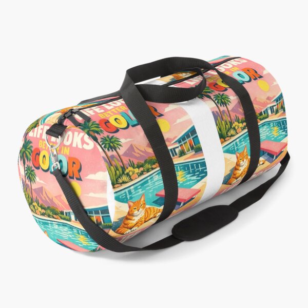 Item preview, Life Looks Better in Color – Retro Desert Pool Cat Mid-Century Modern Summer Illustration designed and sold by MedRoh.