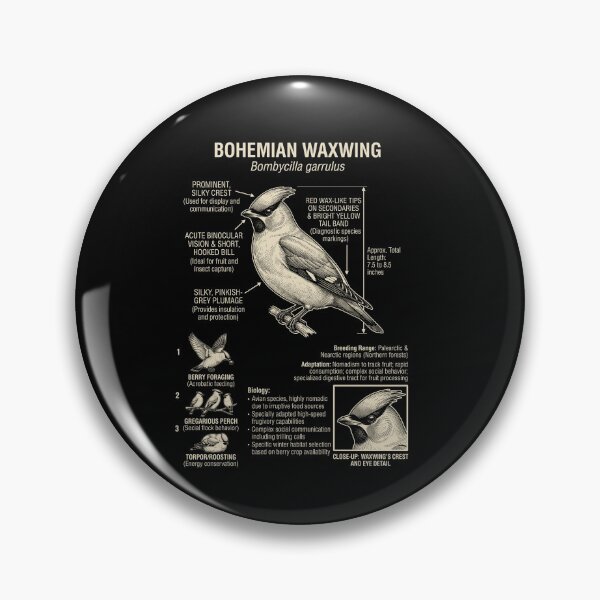 Item preview, Bohemian Waxwing Scientific Anatomy Ornithology Animal Lover designed and sold by Kimberley King Art  King Art.
