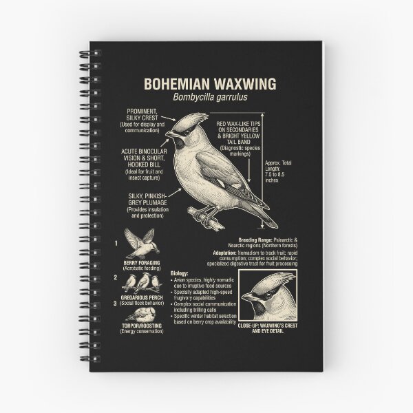 Item preview, Bohemian Waxwing Scientific Anatomy Ornithology Animal Lover designed and sold by Kimberley King Art  King Art.