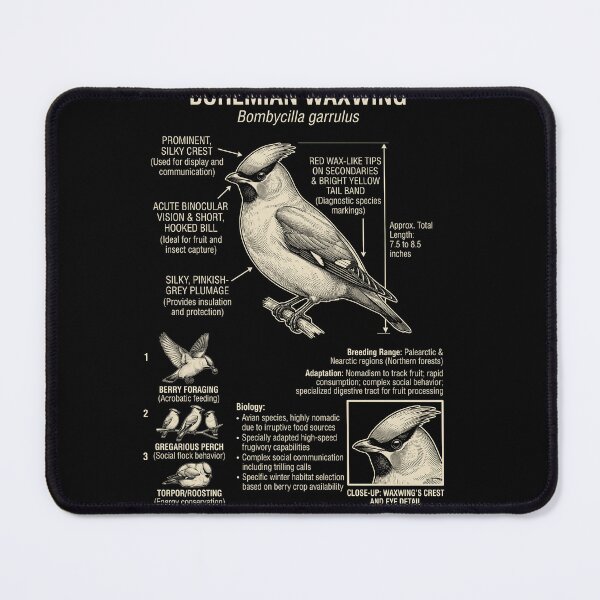 Item preview, Bohemian Waxwing Scientific Anatomy Ornithology Animal Lover designed and sold by Kimberley King Art King Art.