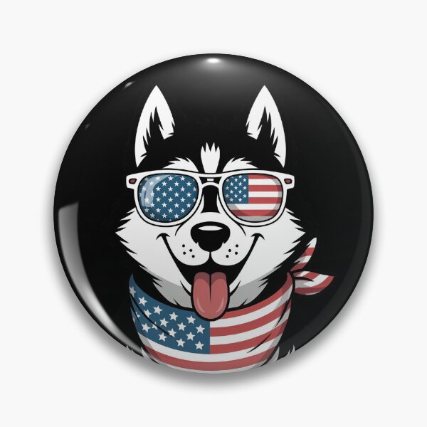 Item preview, Husky With American Flag Sunglasses And Bandana designed and sold by Canvas-Whispers.