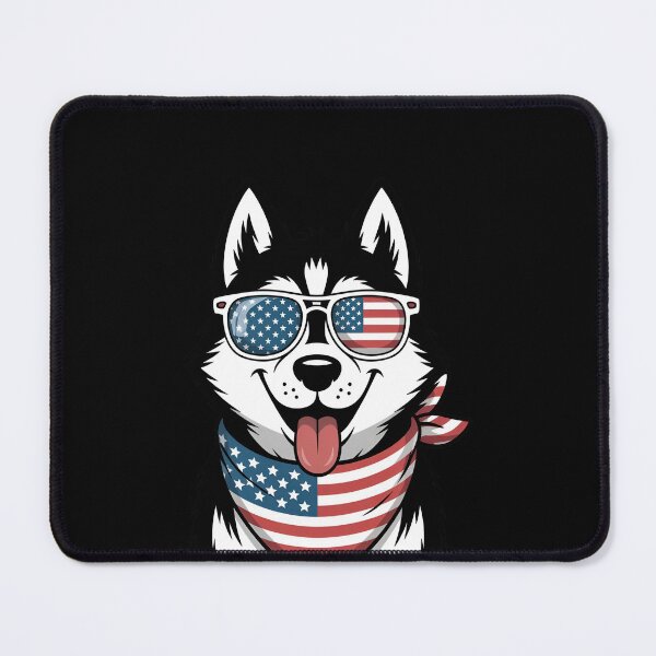 Item preview, Husky With American Flag Sunglasses And Bandana designed and sold by Canvas-Whispers.