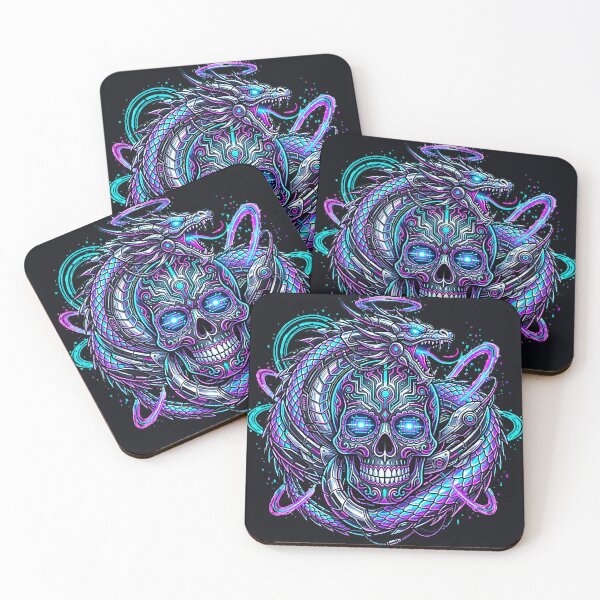 Item preview, Cyberpunk Mecha Dragon and Glowing Neon Cyber Skull designed and sold by MT-Hub | Cute Aesthetic Art, Stickers & Phone Cases.