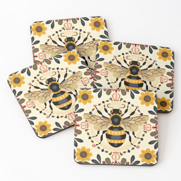 Item preview, Scandinavian Folk Art, Bee With Flowers designed and sold by xiao xuans.