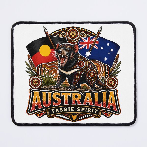 Item preview, United Australia – Aboriginal-Inspired Map and Flag Design designed and sold by Holiday-Hunter.