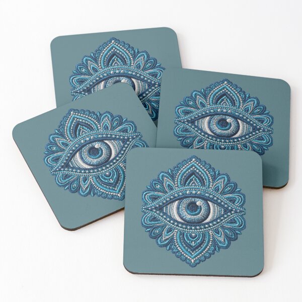 Item preview, Blue Evil Eye Mandala Embroidery designed and sold by MegaNovaArt.