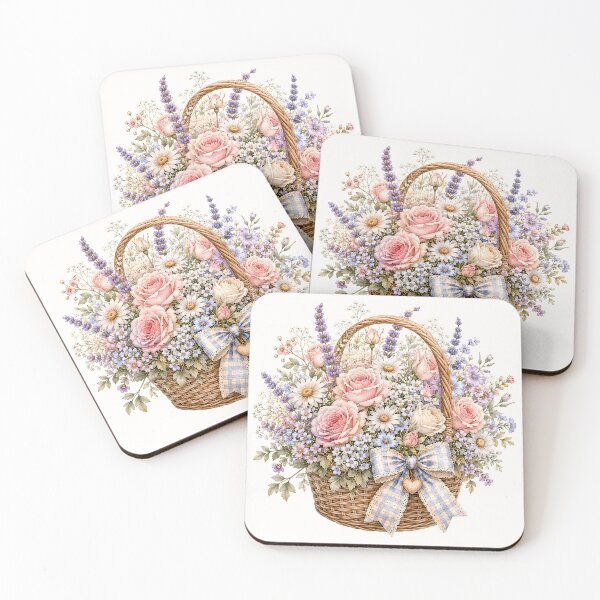 Item preview, Vintage Cottagecore Floral Basket | Romantic Wildflower Bouquet Illustration designed and sold by looplandger.