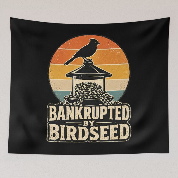 Item preview, Bankrupted By Birdseed, Funny Bird Lover T-Shirt, Pet Bird Owner Gift, Bird Feeding Humor Tee, Parakeet Budgie Lover, Vintage Birdwatching designed and sold by THREE LITTLE BEANS.