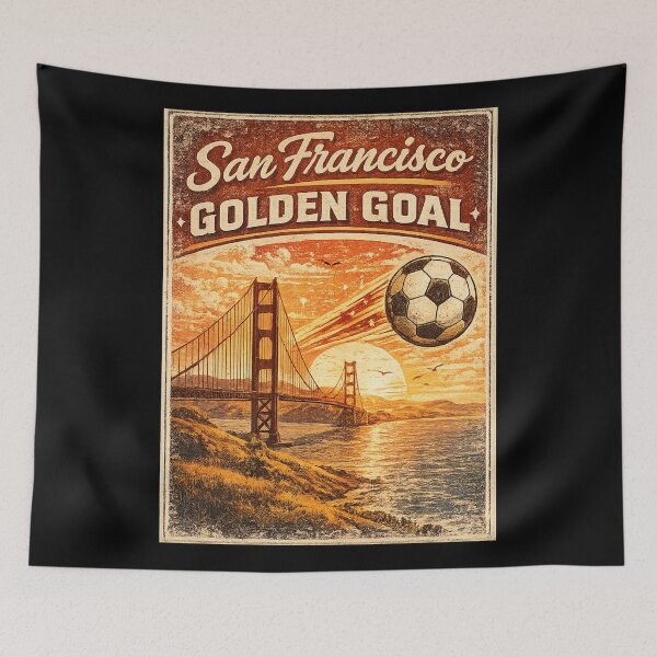 Item preview, San Francisco Golden Goal Retro Golden Gate Bridge Shirt | Vintage California Soccer Travel Design designed and sold by Globalcitytees.