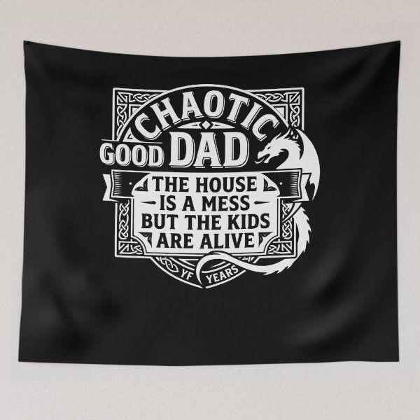 Item preview, Chaotic Good Dad Shirt, The House Is A Mess But The Kids Are Alive Tee, Funny RPG Gamer Father's Day Gift, Retro Dragon designed and sold by THREE LITTLE BEANS.