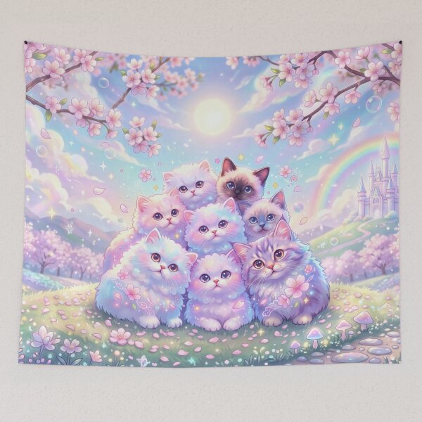 Item preview, Cute Kittens Under Cherry Blossoms designed and sold by AnnArtshock.