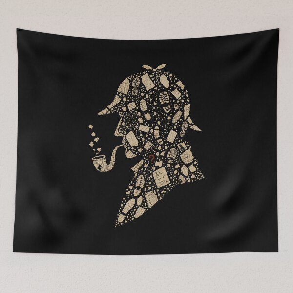 Artikelvorschau, Sherlock Holmes Baker Street 221B Hinweise Silhouette Art entworfen und verkauft von Fenay Designs.