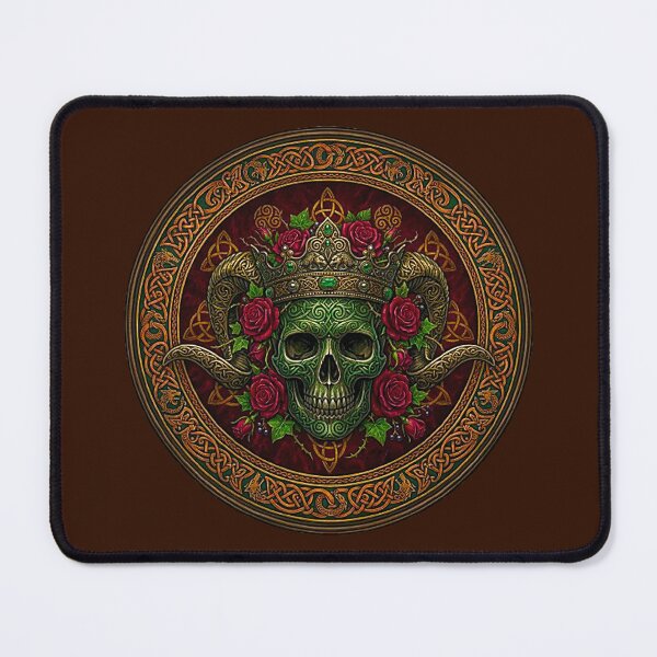 Item preview, Celtic Horned Skull King with Red Roses - Gothic Filigree Art designed and sold by MT-Hub | Cute Aesthetic Art, Stickers & Phone Cases.