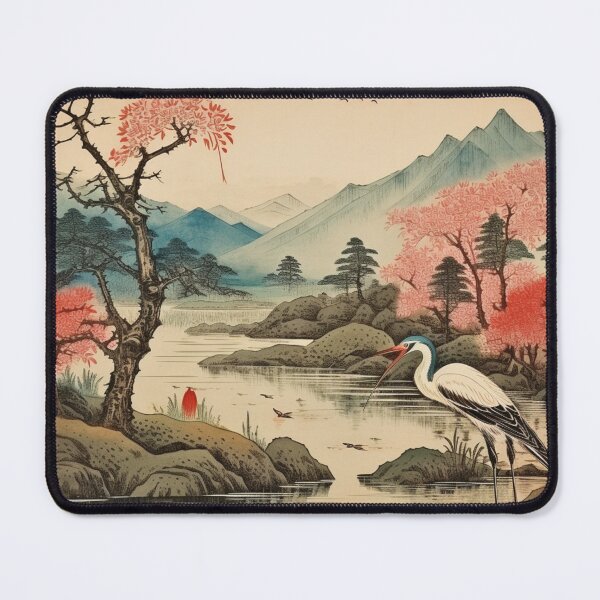 Item preview, Traditional Japanese Illustration - Stork Looking for Fish on the Riverbank designed and sold by DaisukiTokyo.