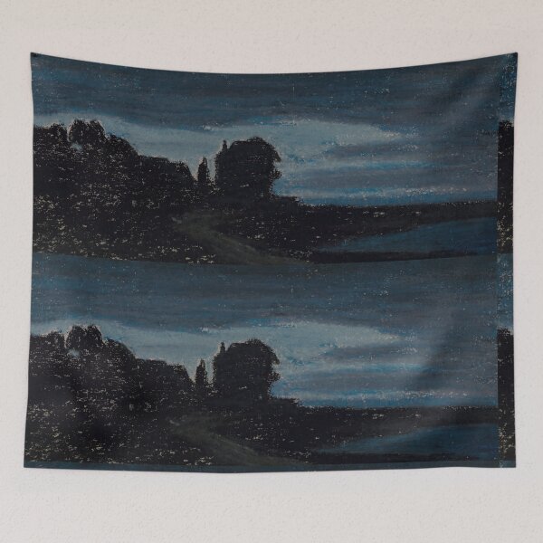 Item preview, Moonlit Twilight Landscape with Silhouetted Trees designed and sold by artofuniverse.
