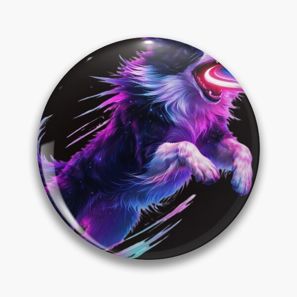 Item preview, Funny Blue Neon Dog Catching Frisbee Retro Style designed and sold by BarkAndArt.