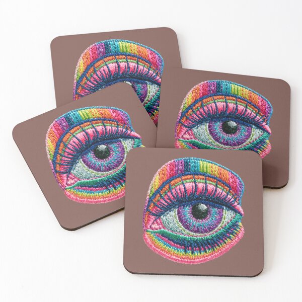 Item preview, Neon Psychedelic Eye Embroidery Art designed and sold by MegaNovaArt.