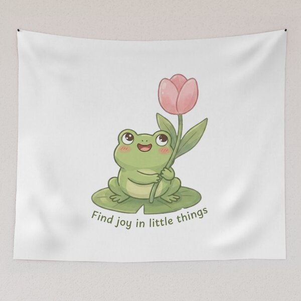 Item preview, Find joy in little things. Cute frog with tulip | Reminder designed and sold by SunnySideNotes.