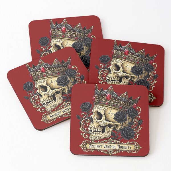 Item preview, Ancient Vampire Nobility Skull King with Black Roses and Ruby Crown designed and sold by MT-Hub | Art for Every Soul.
