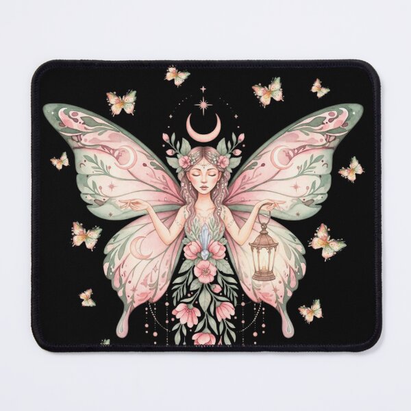 Item preview, Celestial Fairy Watercolor Art Print | Boho Moon Butterfly Fairy Crystal Lantern Floral Fantasy Wall Decor designed and sold by Madhav Creations Studio.