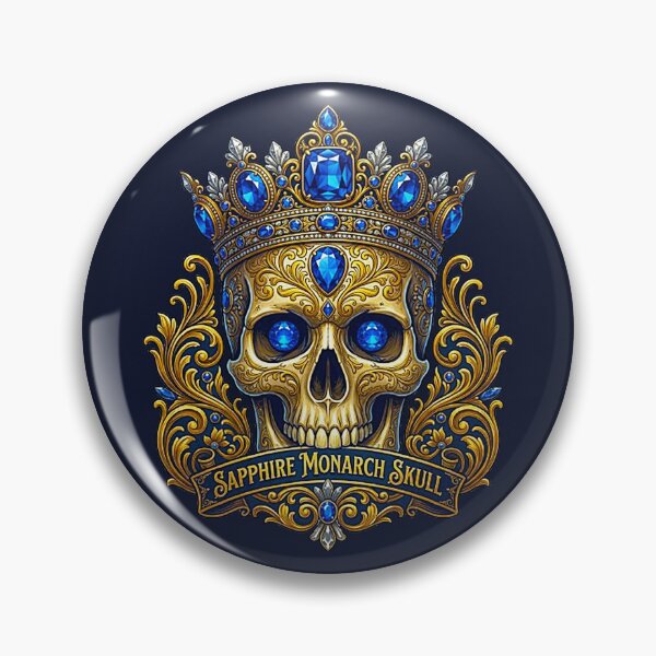 Item preview, Sapphire Monarch Skull King with Royal Golden Crown and Jewels designed and sold by MT-Hub | Cute Aesthetic Art, Stickers & Phone Cases.