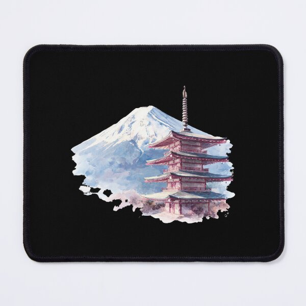 Item preview, Watercolor Mount Fuji & Pagoda Landscape Graphic designed and sold by RickTShop.