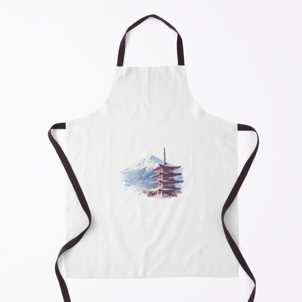 Item preview, Watercolor Mount Fuji & Pagoda Landscape Graphic designed and sold by RickTShop.