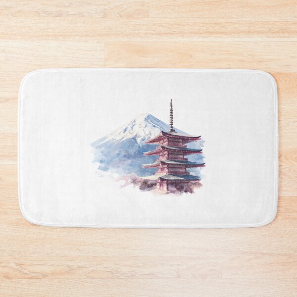 Item preview, Watercolor Mount Fuji & Pagoda Landscape Graphic designed and sold by RickTShop.