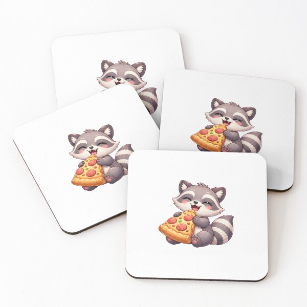 Item preview, Funny Cute Raccoon Eating Pizza Cartoon Style designed and sold by BarkAndArt.