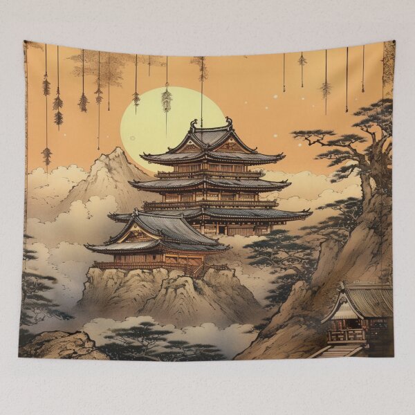Item preview, Traditional Japanese Illustration - Ancient Pagoda designed and sold by DaisukiTokyo.