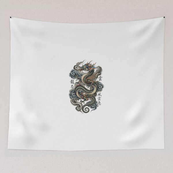 Item preview, Giant Flying Dragon in Japanese Art with Phrases designed and sold by Lkimi.